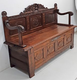 PROVINCIAL FRENCH BRITTANY HALL BENCH