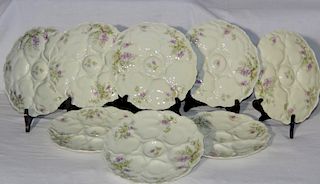 SET OF 8 FRENCH PORCELAIN OYSTER PLATES