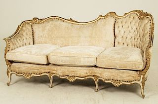 2 PC. LOT;  LOUIS XV STYLE SOFA AND UPHOLSTERED CHAIR