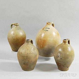 Four Early Stoneware Ovoid Jugs