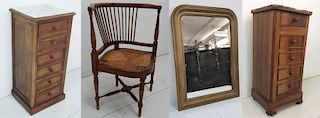 MISC. 4 PC. LOT;   MIRROR AND 3 PCS. OF FURNITURE