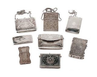 A Collection of Eight Silver Card Cases, Late 19th/Early 20th Century