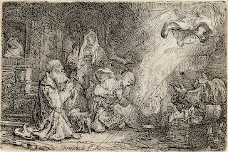 Rembrandt van Rijn (Dutch, 1606-1669)  The Angel Departing from the Family of Tobias