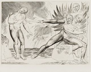 William Blake (British, 1757-1827)  Seized on his Arm And Mangled Bore away the Sinewy Part (The Demons Tormenting Ciampolo)