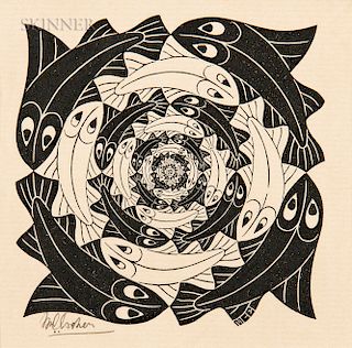 M.C. Escher (Dutch 1898-1972)  Fish, Vignette