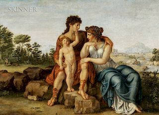 French School, 18th Century  Roman Family Group in an Arcadian Landscape