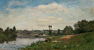 Hippolyte Camille Delpy (French, 1842-1910)  Lavandières au bord de la Seine