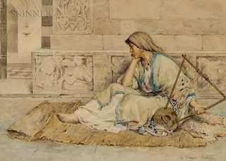 Clelia Bompiani Battaglia (Italian, 1847-1927)  The Gypsy Musician