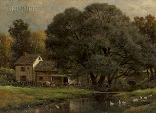 James Brade Sword (American, 1839-1915)  Pastoral View of a House and Stream
