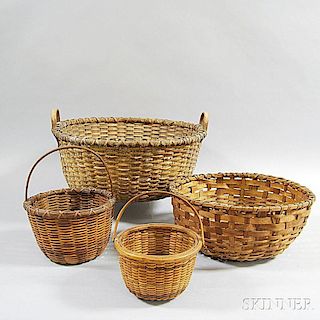 Four Nantucket Woven Splint Baskets