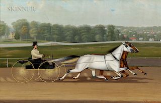 John McAuliffe (American, 1830-1900)  Mr. Claflin Driving his Team on the Fleetwood Race Track