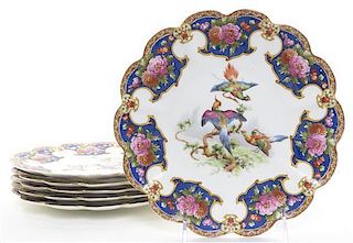 A Set of Six Shelley Porcelain Plates, Diameter 8 3/4 inches.
