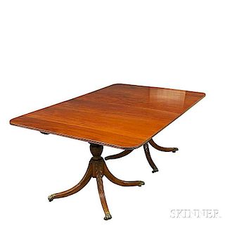 Federal Carved Mahogany Double-pedestal Dining Table