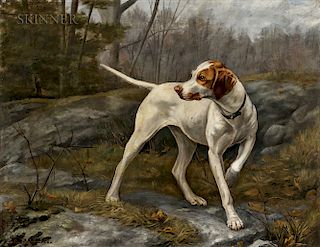 Alexander Pope (American, 1849-1924)  Pointer on Duty in the Woods