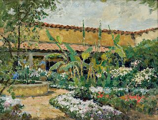 Attributed to Theodore Wores (American, 1859-1939)  In Ramona's Garden, San Diego