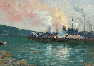 Aaron Harry Gorson (American, 1872-1933)  Steel Mills Along a River