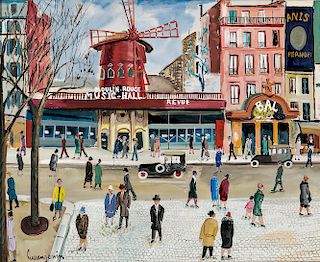 Lucien Génin (French, 1894-1958)  Place Blanche, Moulin Rouge