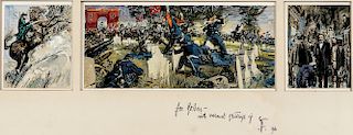 Robert Fawcett (American, 1903-1967)  Three Illustrations Relating to the Battle of Gettysburg