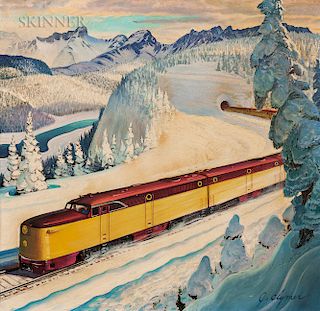 John Clymer (American, 1907-1989), American Locomotive Diesel-Electric Train/Illustration for an Advertisement for The Saturday Evening