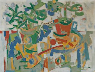 Carl Robert Holty (American, 1900-1973)  Still Life with Houseplants