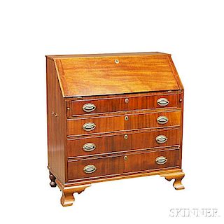 Chippendale-style Mahogany and Mahogany Veneer Slant-lid Desk