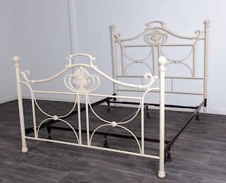 Shabby Chic White Metal Bed