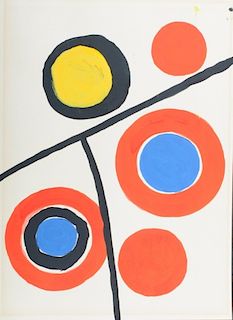 Alexander Calder Acrylic On Paper Geometric Ptg