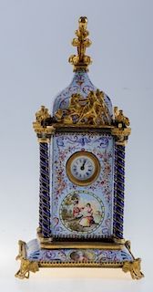 Viennese Gilt-Metal & Enamel Figural Clock