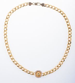 Versace Gold and Diamond Medusa Necklace