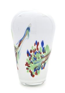 An Italian Cased Glass Vase, Height 9 1/5 inches.