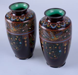 Chinese Cloisonne Vases Pair