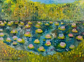 Kheyradolin Dzhaffarov Lily Pond Oil On Canvas