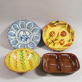 Four Pieces of European Glazed Pottery