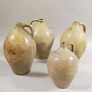 Four Early New England Stoneware Jugs