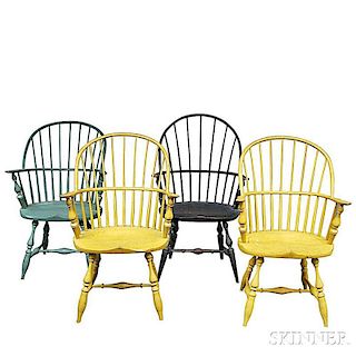 Four Painted Sack-back Windsor Chairs