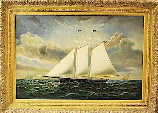 D. Tayler (American, 20th Century)       Yacht at Sea.