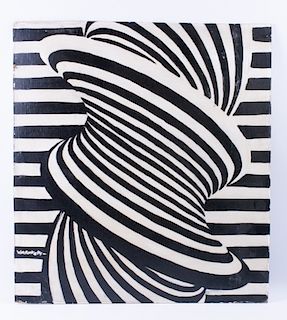 Victor Vasarely Geometric Oil On Board