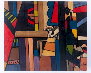 Fernand Leger Geometric Abstract Oil On Panel