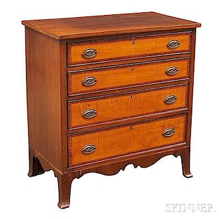 Diminutive Federal-style Inlaid Mahogany and Maple Veneer Chest of Drawers