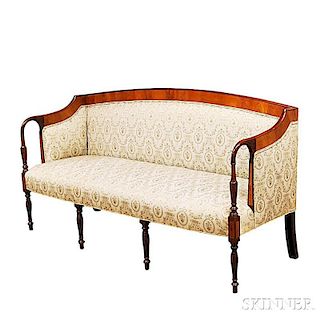 Federal-style Carved and Inlaid Mahogany and Mahogany Veneer Sofa