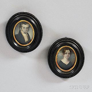 Pair of Framed Portrait Miniatures on Ivory