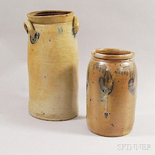 Two Tall Stoneware Jars
