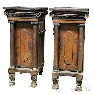 Pair of Classical Carved Mahogany Sideboard Piers