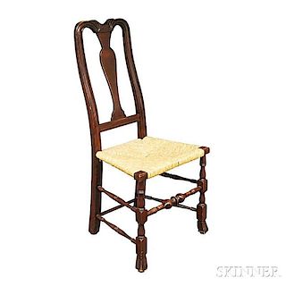 Queen Anne-style Stained Maple Rush-seat Side Chair