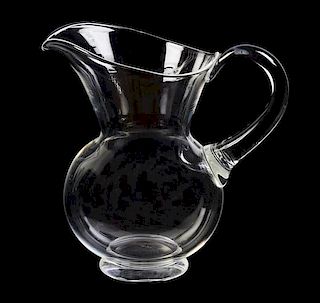 A Steuben Glass Pitcher, Height 8 5/8 inches.