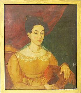 American School, 19th Century       Portrait of a Woman with a Book.