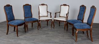 Hickory Upholstered Dining Chairs, 6 Pieces