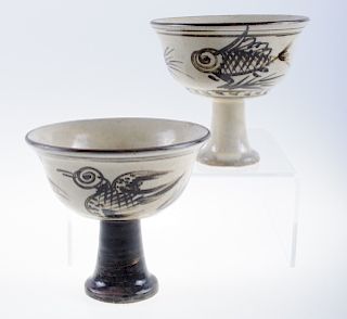 Chinese Porcelain Stem Cups Pair