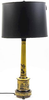 A Tole Table Lamp, Height of base 29 1/4 inches.