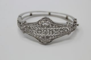 14K WG & Platinum Diamond Victorian Style Bracelet